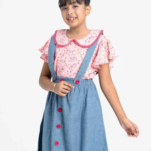 Pink and Blue Georgette Woven Set